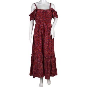 NWT Derek Lam 10 Crosby Women's Maxi Cold Shoulder Sleeve Dress Red Sz 10